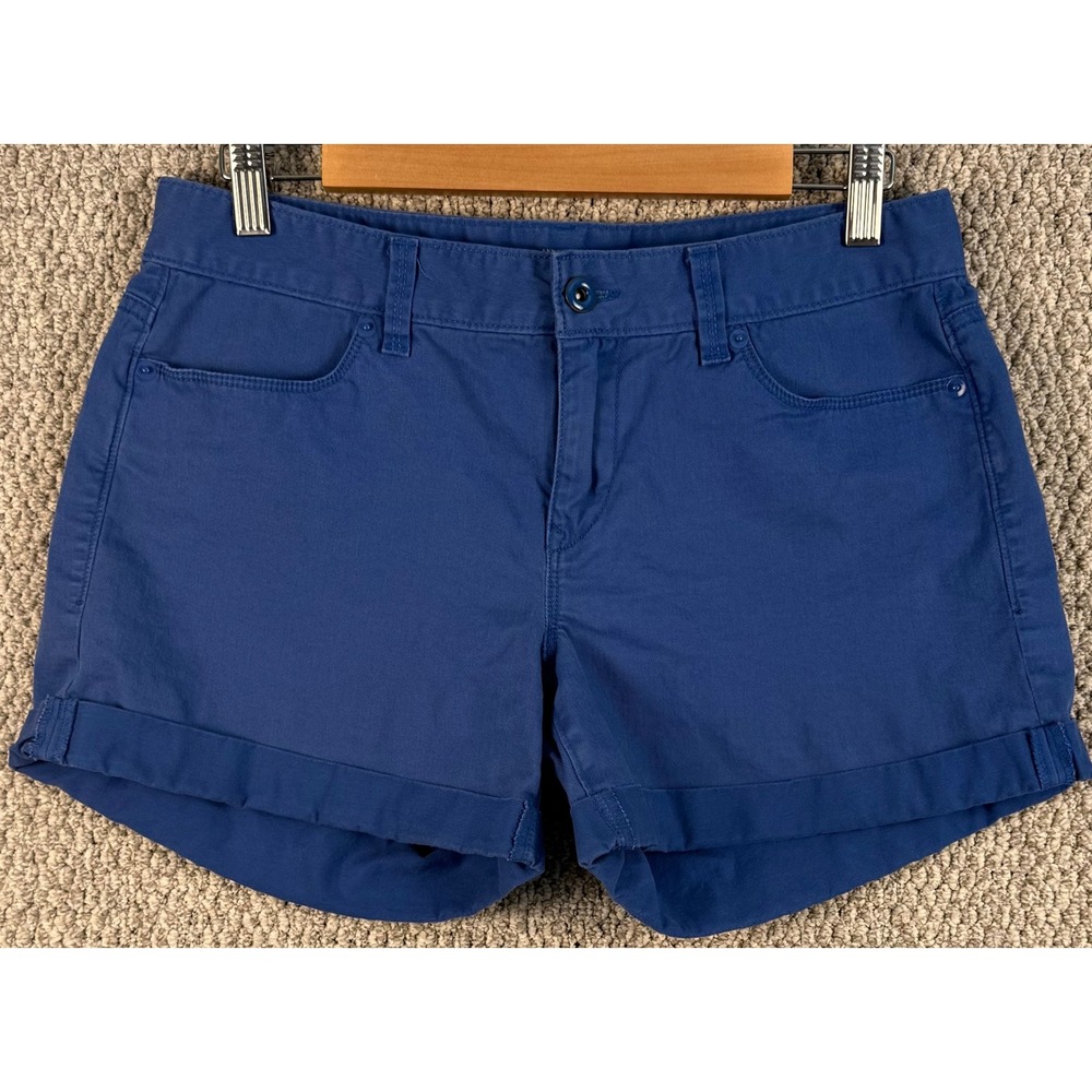 LOFT Ann Taylor Chino Shorts 4 Blue Cuffed Casual Summer Preppy Classic Beach